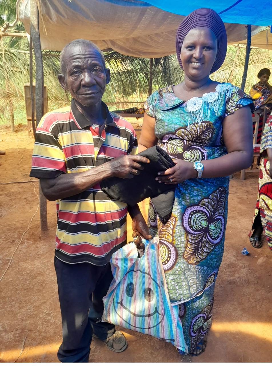 An elder receiving support with a smile